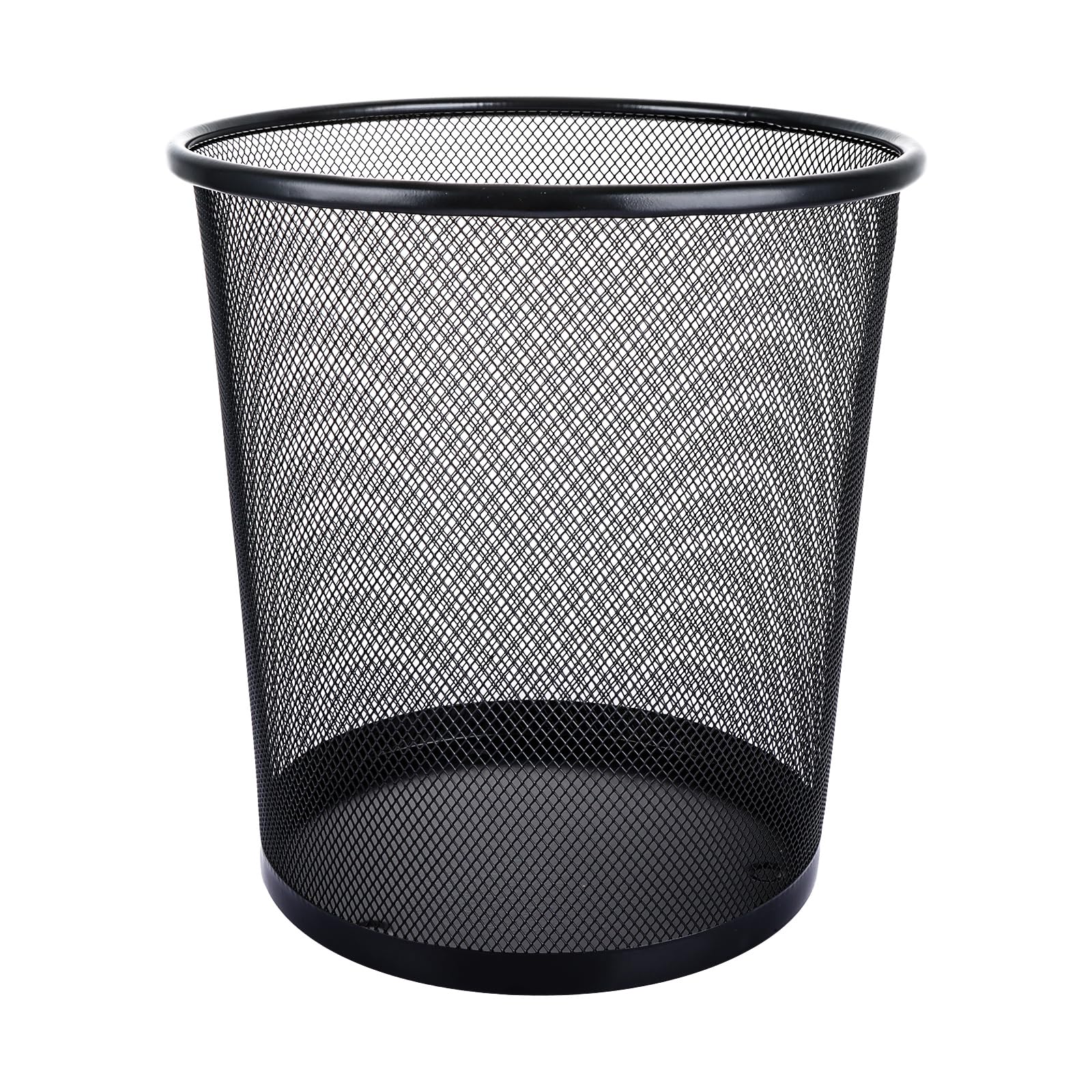 ASelected Metal Mesh Bedroom Trash Can,Mesh Wastepaper Basket, Trash Can, Bedroom Bathroom Office Home Kitchen Supplies, 26.5X28Cm Black Round Medium