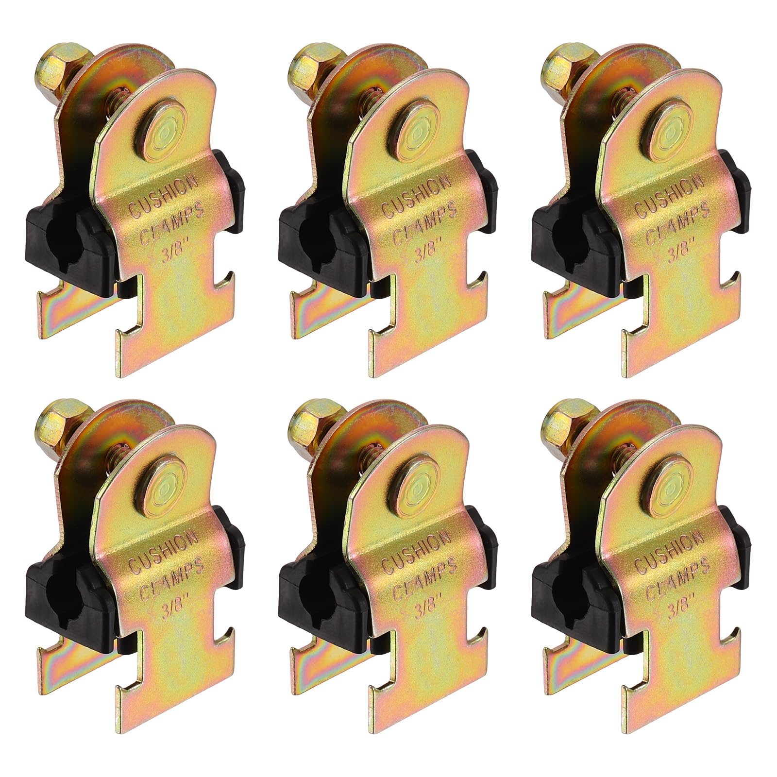 sourcing map 6 Pcs Rubber Cushion Strut Clamp, 3/8"(9.53mm) OD Pipe Cushion Clamps, Heat Resistant Zinc-Plated, High Temperature Mount Strut Clamp for Mounting Copper, PEX, Gas, CVPC Pipes
