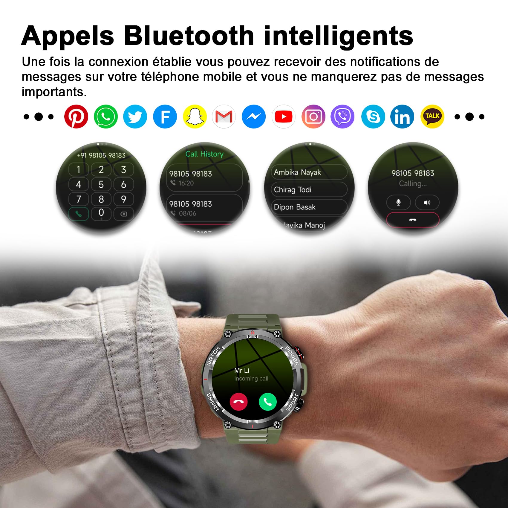 Blackview Montre de Fitness 1,39 Pouces pour Hommes et Femmes avec Saturation en oxygène du Sang et Surveillance du Sommeil, 100 Modes Sportifs, étanchéité IP68 (Disponible pour iOS et Android).