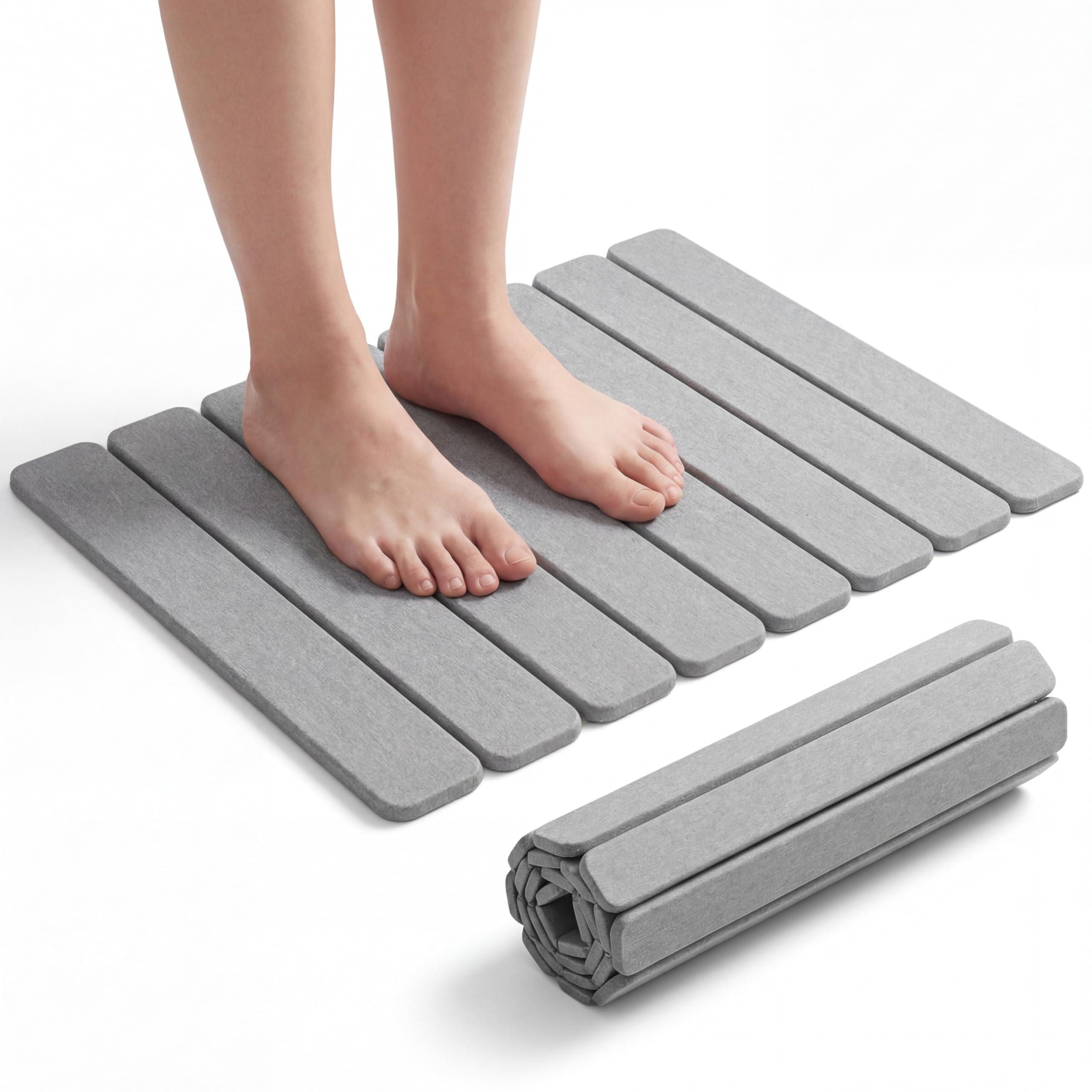 Pincho Alfombra Diatomita Baño, Alfombrilla Cocina, Escurreplatos Diatomita, Alfombra Ducha Antideslizante Plegable, Alfombrilla Fregadero Secado Rapido - 30x40 cm Gris, Baño y Cocina