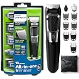 Philips Multigroomer All-in-One Trimmer Series 3000, 13 Piece Mens Grooming Kit, for Beard, Face, Nose, and Ear Hair Trimmer and Hair Clipper, NO Blade Oil Needed, MG3750/60