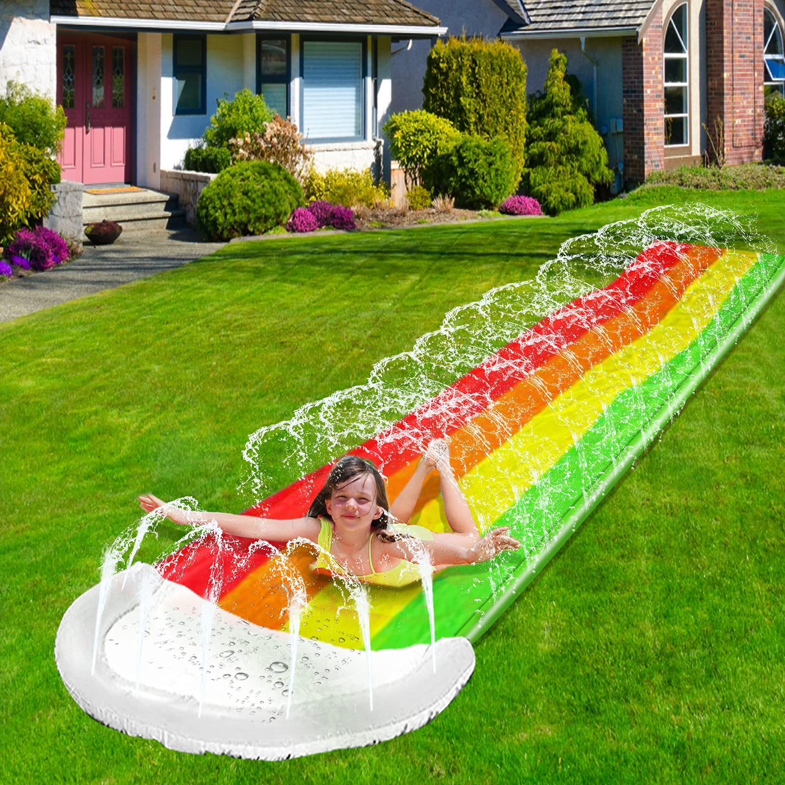 Buy iGeeKid 14Ft Lawn Water Slide Rainbow with Spraying and Inflatable