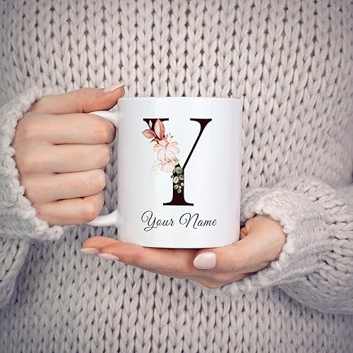 Miniatura 3 de Livado Taza de café personalizada, regalo para mujeres, monograma con nombre e inicial, bonita taza de café para ella, mamá, esposa, novia en