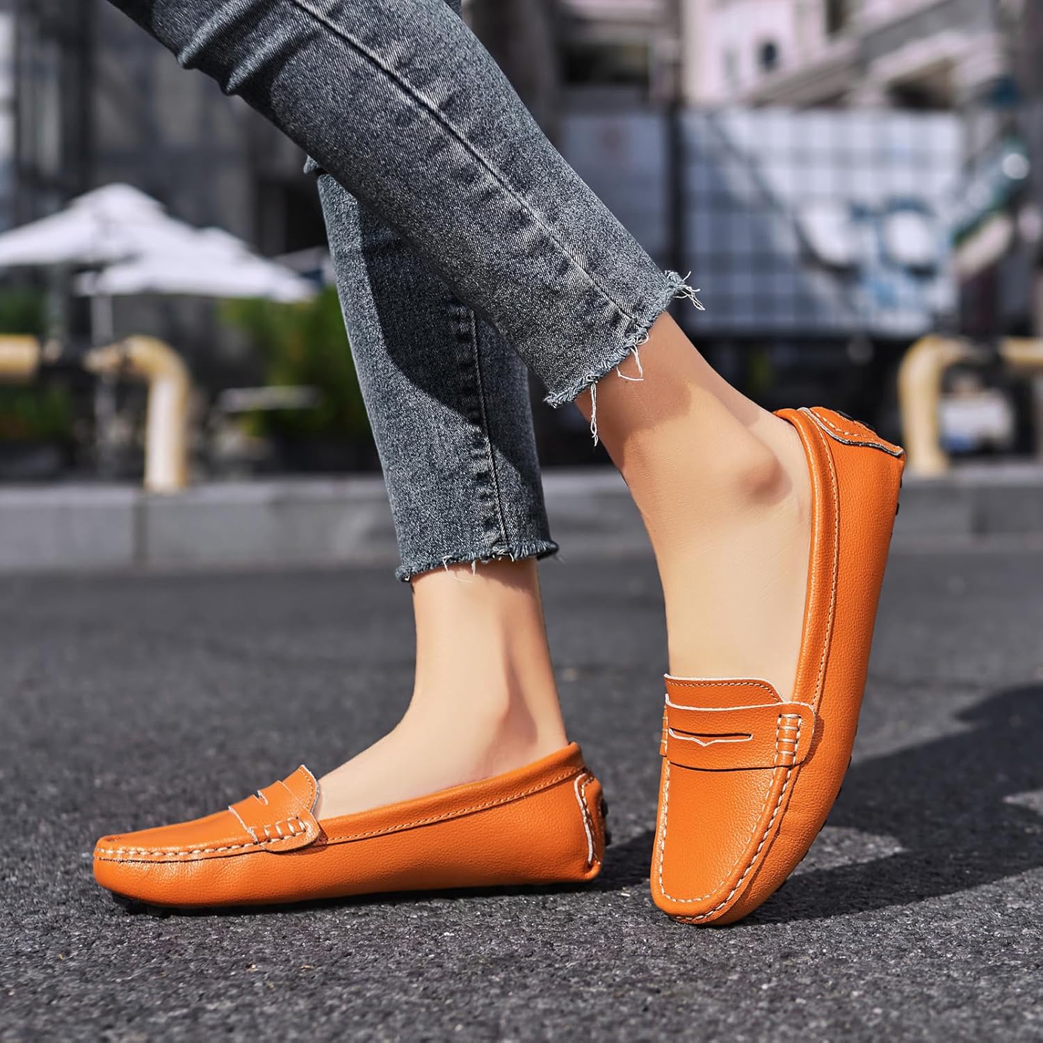 Artisure Women's Classic Comfort Leather Penny Loafers Casual Slip-Ons Lightweight Walking Flats Driving Mocs Boat Shoes - Image 3