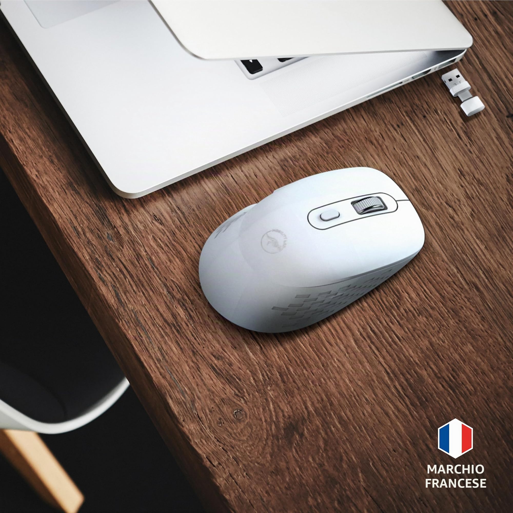 Souris sans fil - MOBILITY LAB - Omega - Bluetooth et récepteur 2,4GHz - Blanc - Clics silencieux - Précision réglable