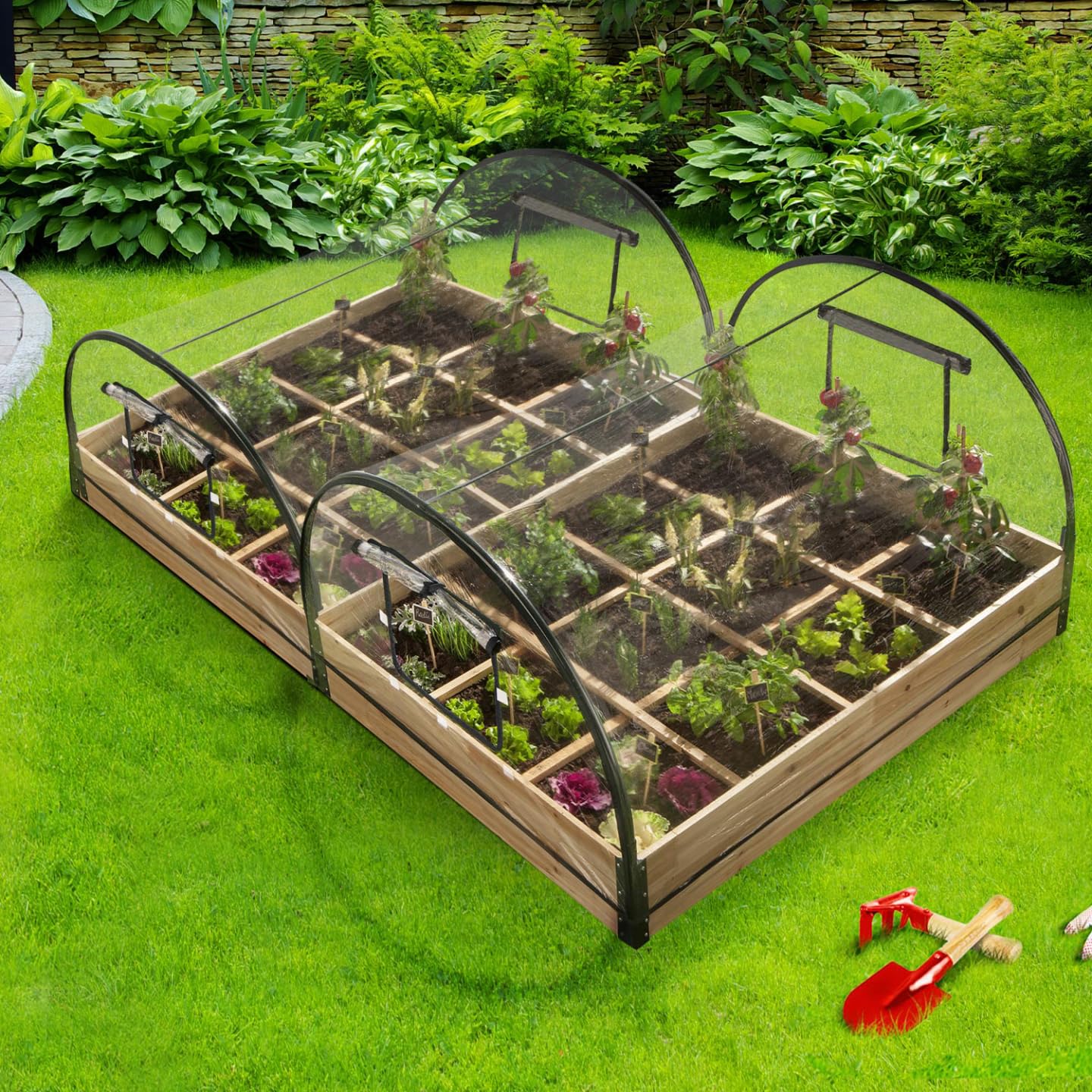 IDMarket - Lot de 2 carrés Potager 1,15x0.80 m 12 Compartiments + Housses