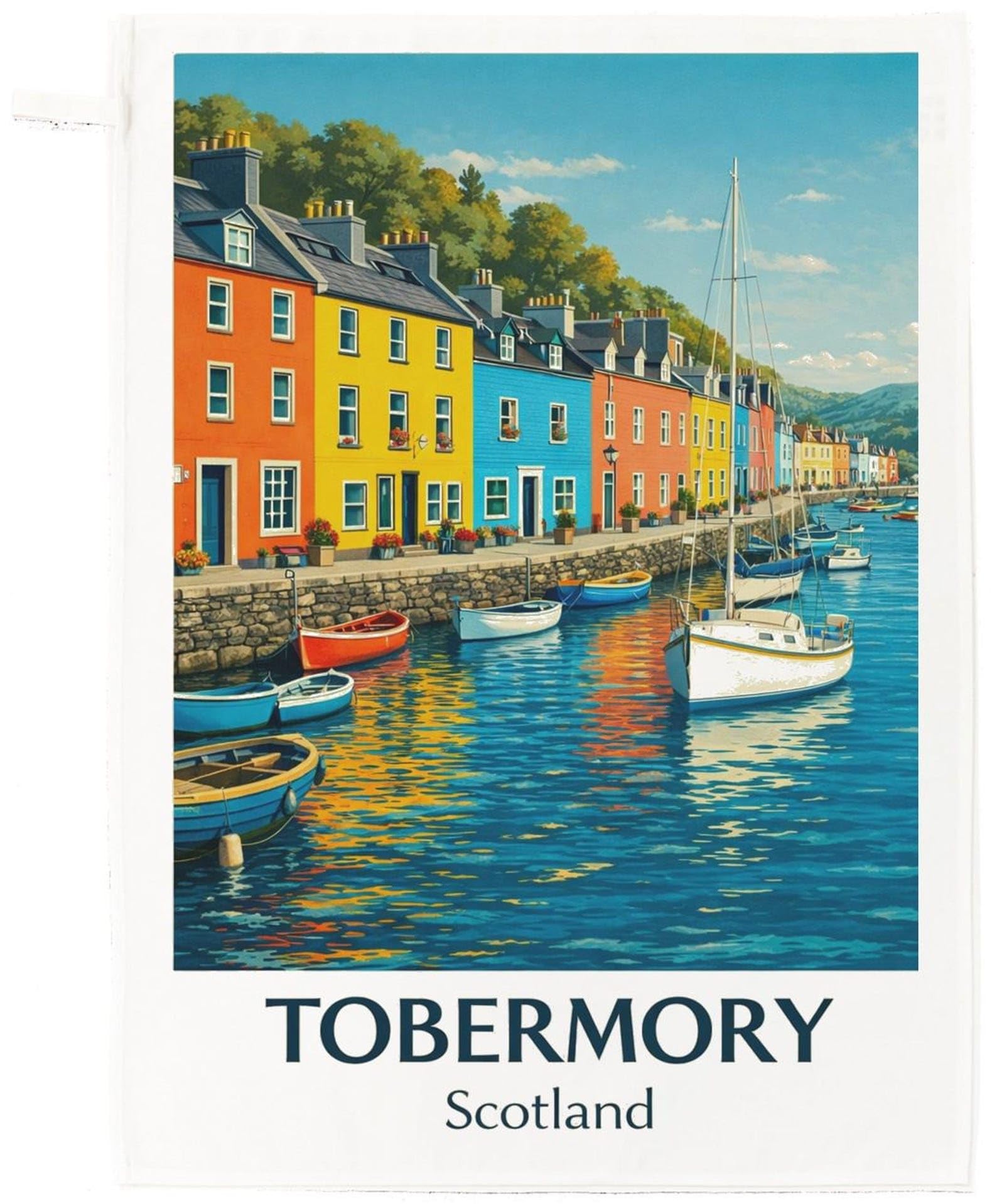Half a Donkey Tobermory Scotland Cotton Tea Towel – Colourful Harbour Design