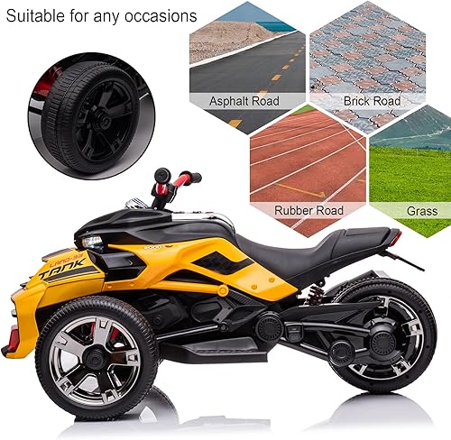 Miniatura 4 de Motocicleta ATV para niños de 24 V, juguete eléctrico para niños y niñas, 3 ruedas con modos de alta y baja velocidad, auto con luces LED,