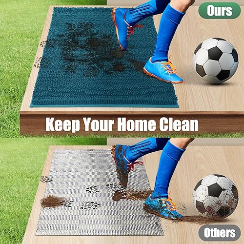 Miniatura 7 de IM HOME Alfombra absorbente de chenilla para puerta exterior de 48" x 30", tapetes para puertas fangosas lavables para perros, alfombra