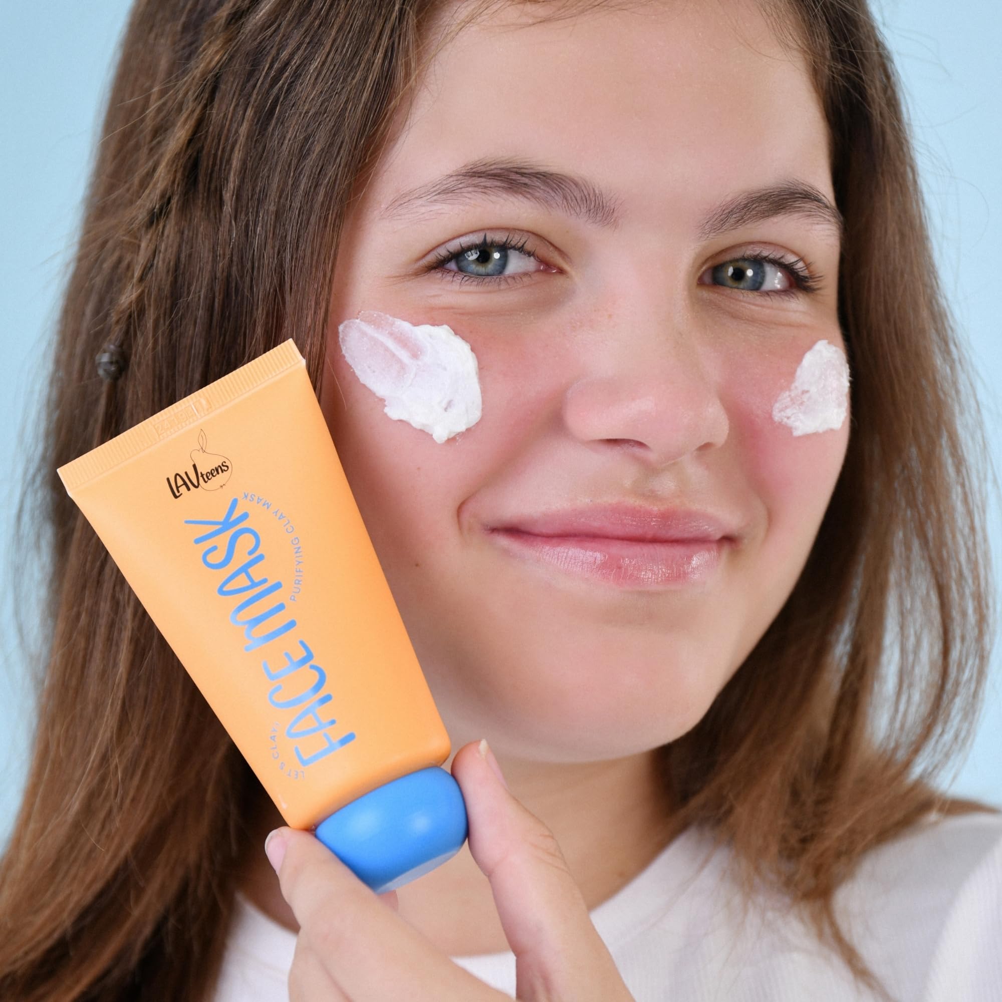 LAVteens Cleanse.Mask.Glow Hautpflege-Set für Teens, Gel-Reiniger, Kaolin-Tonmaske mit Niacinamid, Feuchtigkeitscreme mit Sheabutter