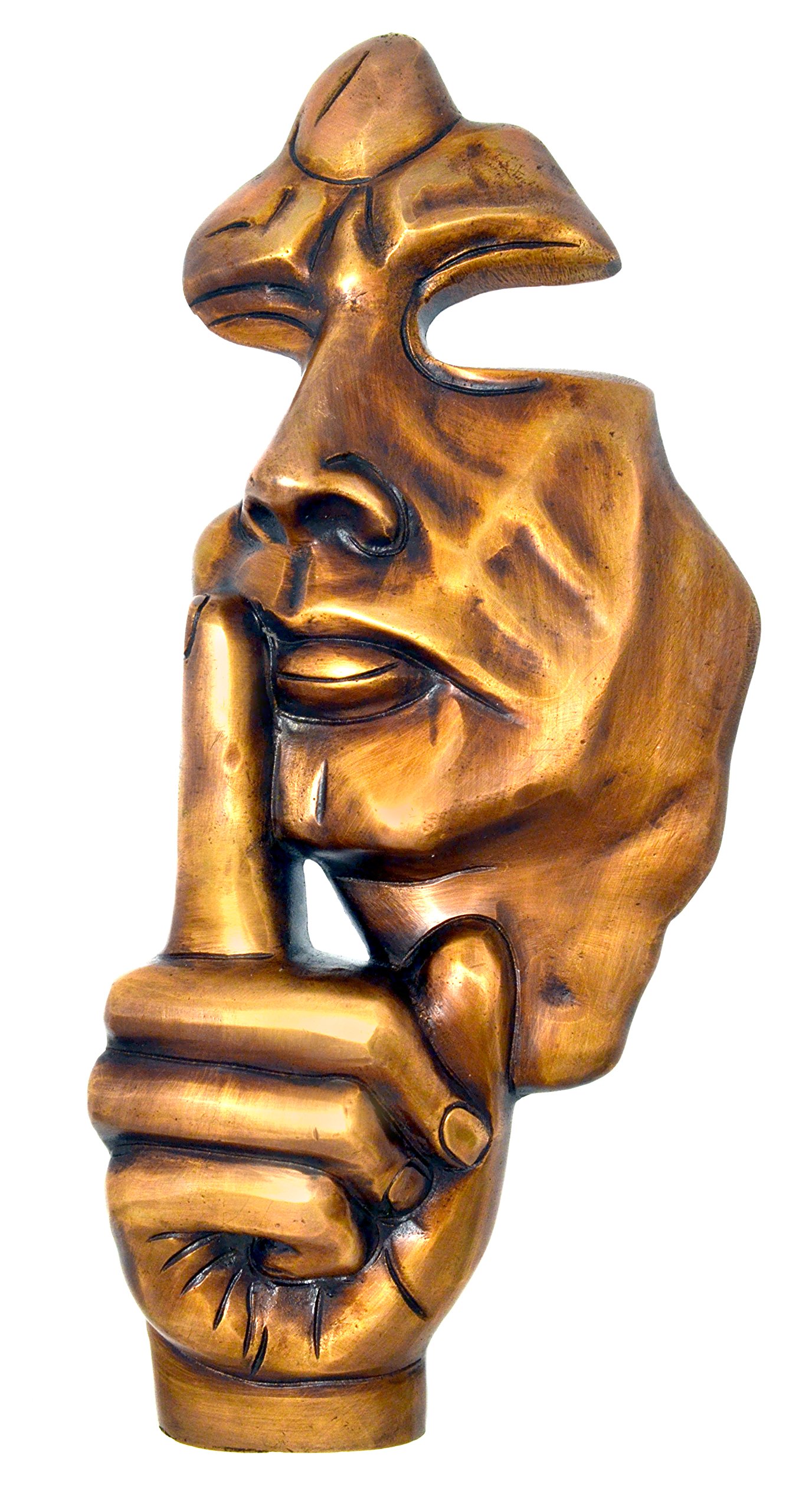 Two Moustaches The Silent Man Brass Wall Hanging Golden Showpiece for Home Decor (Gold), Standard