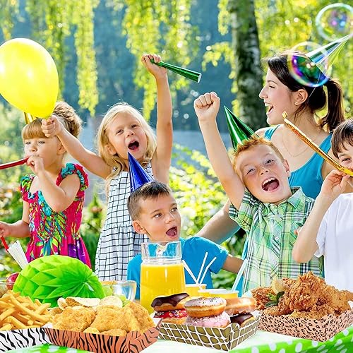 Miniatura 4 de 50 unidades de suministros de fiesta de animales salvajes de safari de la selva desechable, bandeja de comida de animales de zoológico de la selva