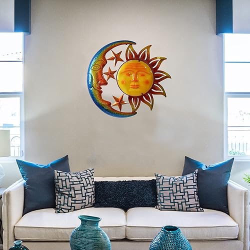 Miniatura 10 de Decoración de pared de metal para exteriores, grande, de 19 pulgadas, para colgar en interiores y exteriores, patio, jardín, valla, terraza,