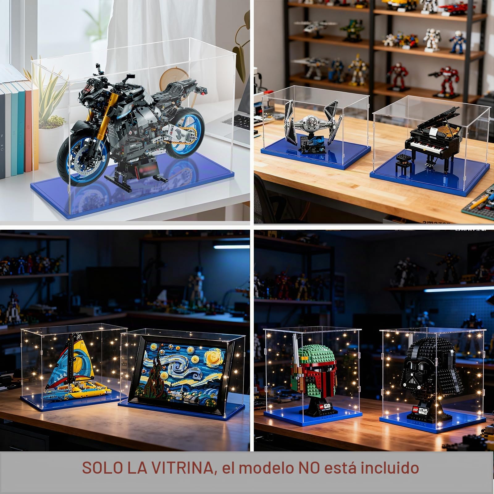 Vitrina Expositora 50x20x35 para Lego Moto Yamaha MT-10 SP 42159 BMW M 1000 RR 42130 Ducati Panigale V4 S 42202