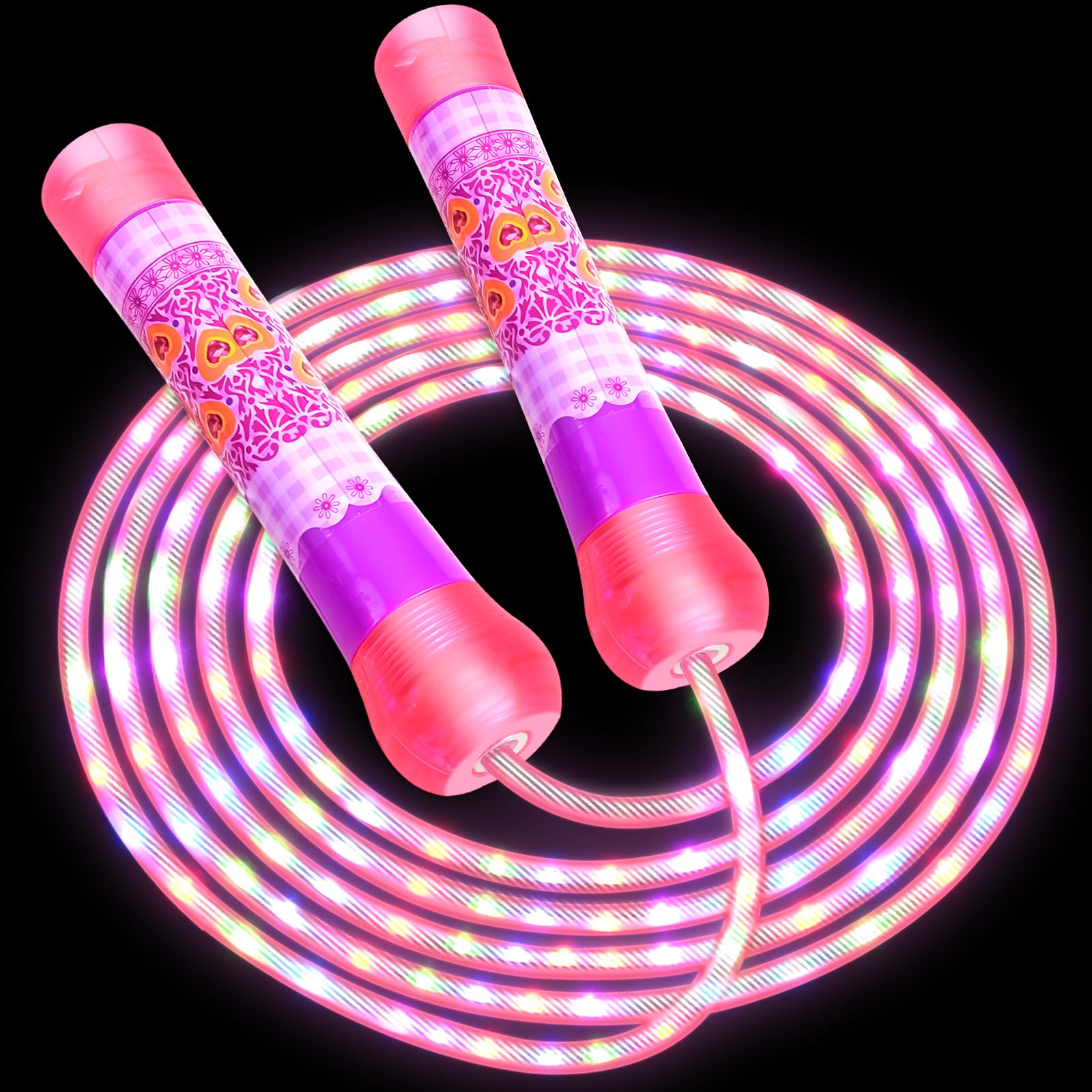 Jump Skipping Rope Kids, Adjustable Jump Rope with LED Glowing Skipping Rope for Home Exercise & Fitness & Sport Outdoor, Skipping Ropes Exercise for Men Women Kids