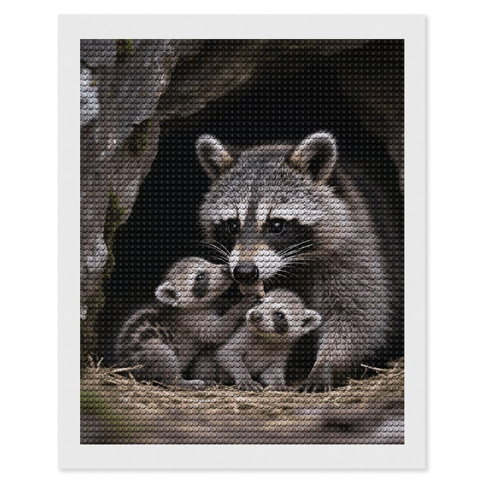 FodPand Raccoons 5D Diamond Painting Kits for Adults Beginners Full Drill Round Diamond Dots Pictures Gem Art Supplies for Home Wall Room Decoration DIY Craft Set Gift 16x20