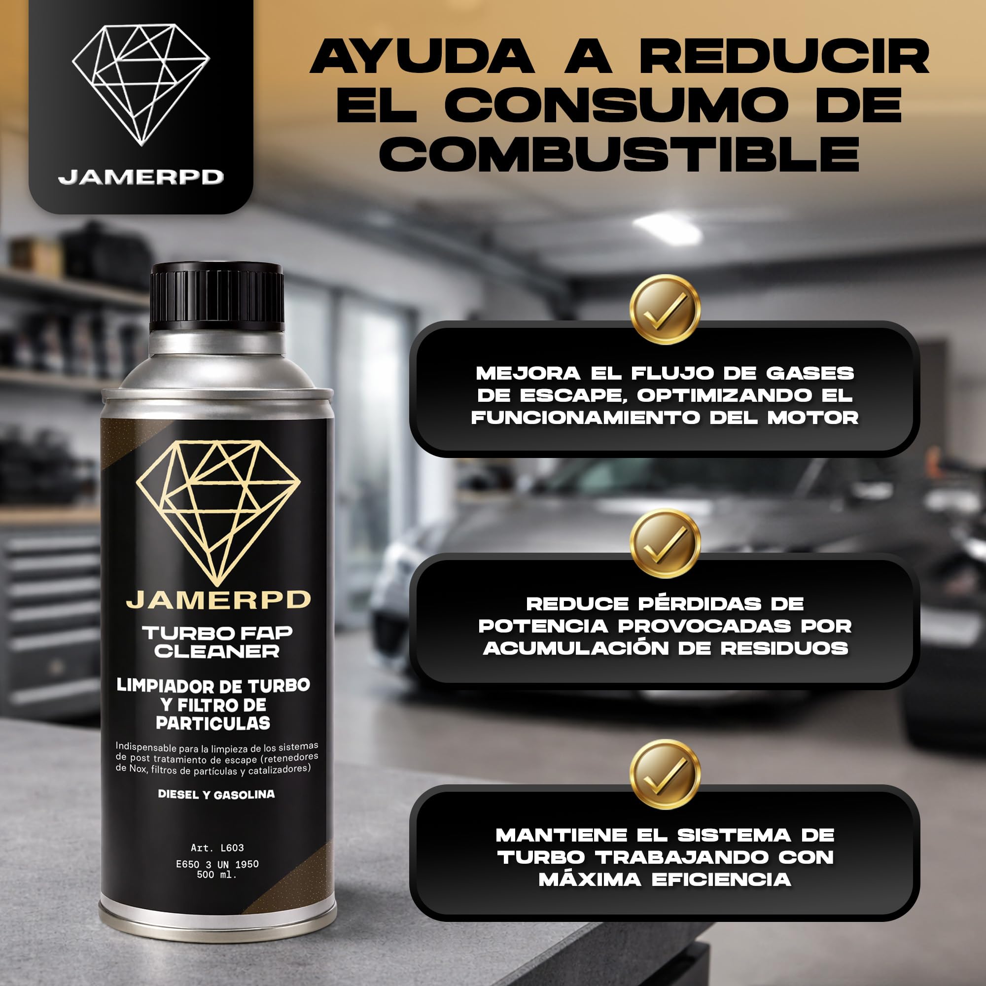 JAMERPD Limpiador de Turbo FAP Cleaner - Limpiador de Turbo - Filtro de particulas 500ML- Limpieza Coche - Eficaz para Motores Diesel y Gasolina - 500 ml