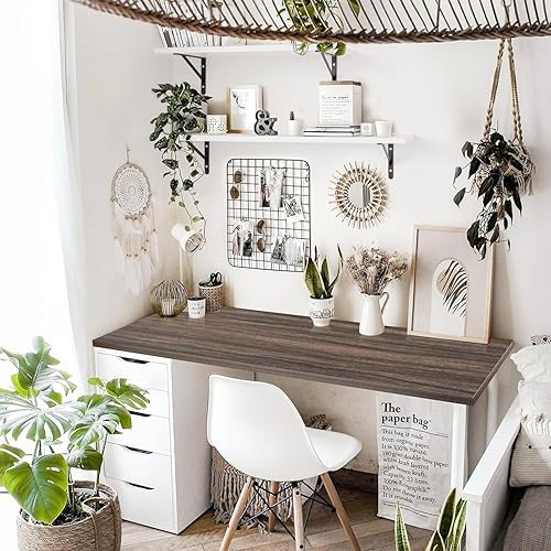 Miniatura 51 de Kaboon Mesa universal de 45.67 x 23.62 pulgadas, escritorio sólido de una pieza, encimera de melamina reversible, escritorios dobles, escritorio en