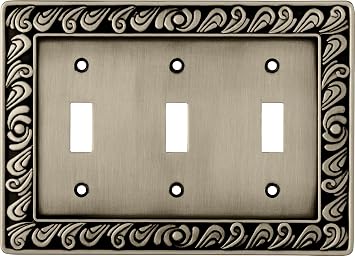 Franklin Brass Paisley Wall Plate, Brushed Satin Pewter Triple Triple Switch Switch Cover, 1-Pack, 64054