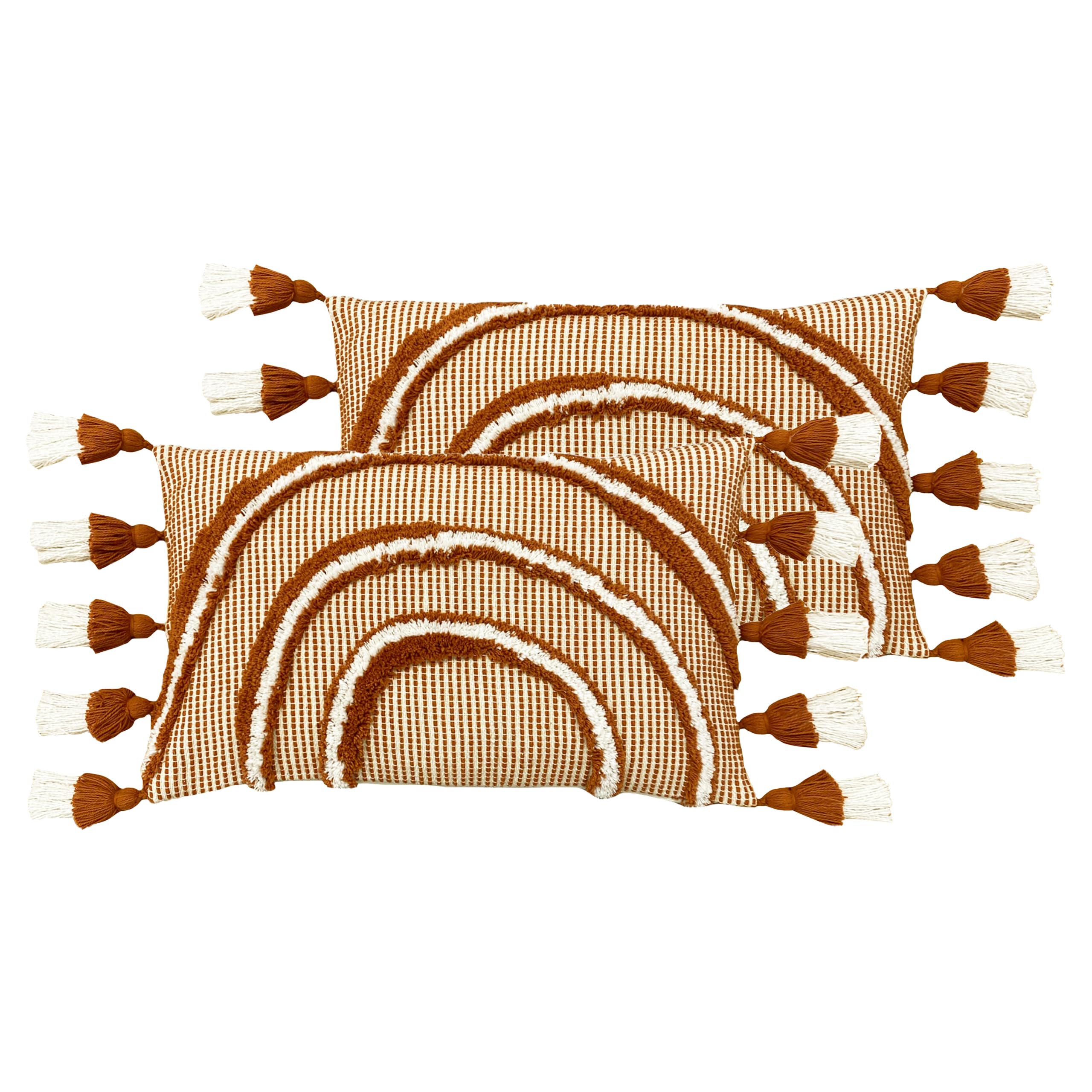 furn. Rainbow Tuft Feather Filled Cushions Twin Pack