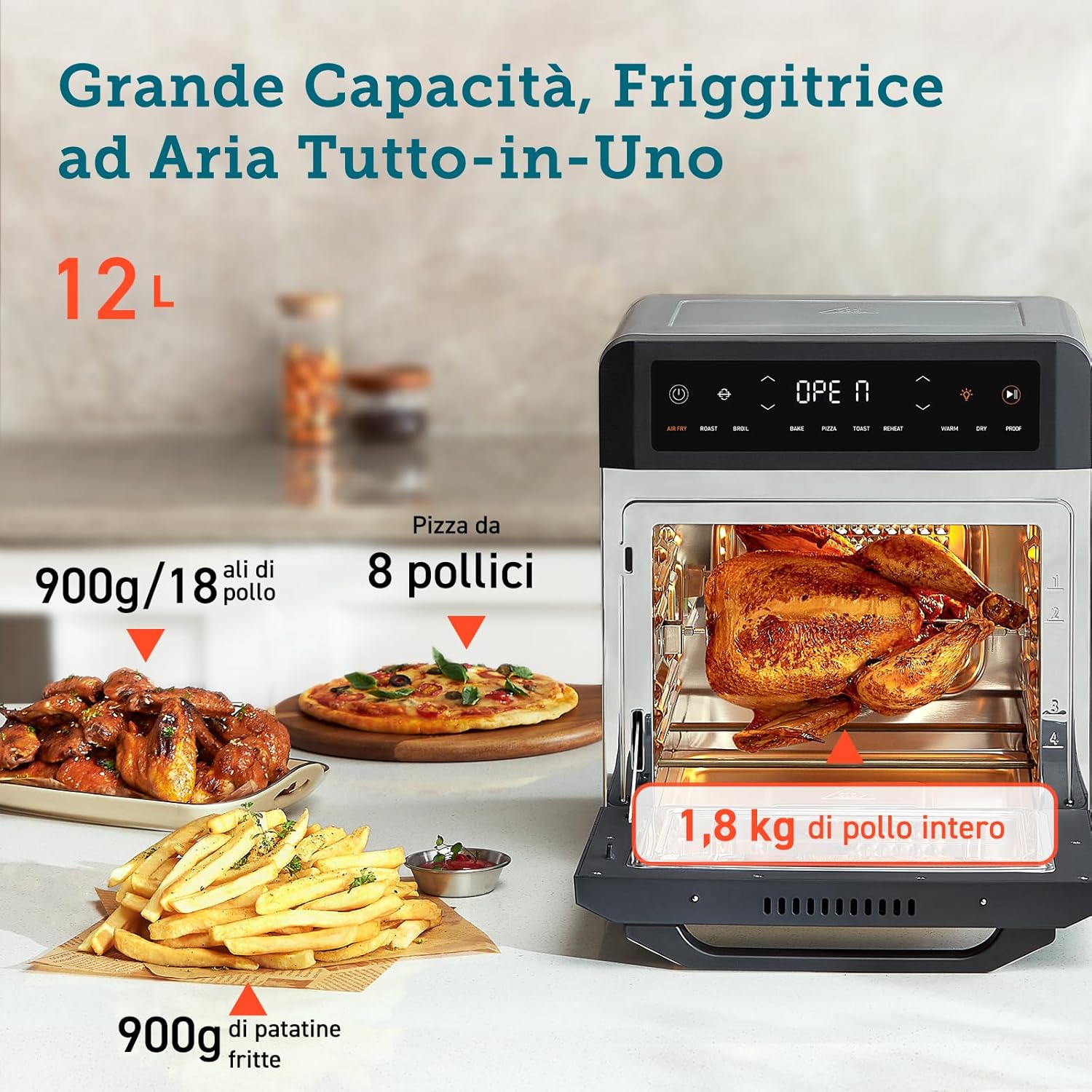 COSORI Friggitrice ad Aria 12 Litri, Forno Elettrico, Doppia Riscaldamento, 11 Funzioni Preimpostate, 1800W, 30-220°C, Con 7 Accessori, CAF-R121 COSORI Friggitrice ad Aria 12 Litri, Forno Elettrico, Doppia Riscaldamento, 11 Funzioni Preimpostate, 1800W, 30-220°C, Con 7 Accessori, CAF-R121