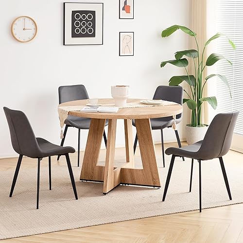Miniatura 53 de Juego de mesa de comedor redonda para 4 personas con sillas, mesa de cocina y sillas, juego de mesa de comedor, silla moderna de mediados de siglo