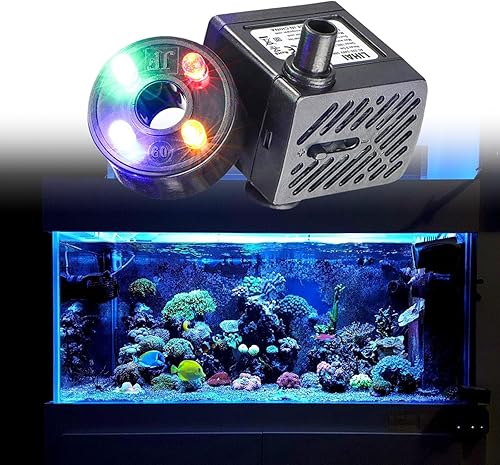 Miniatura 4 de Bombas de fuente de acuario 110 V 4 LED filtro de agua subacuática para peceras ABS silencioso diseño motor acuario iluminación LED filtro de agua