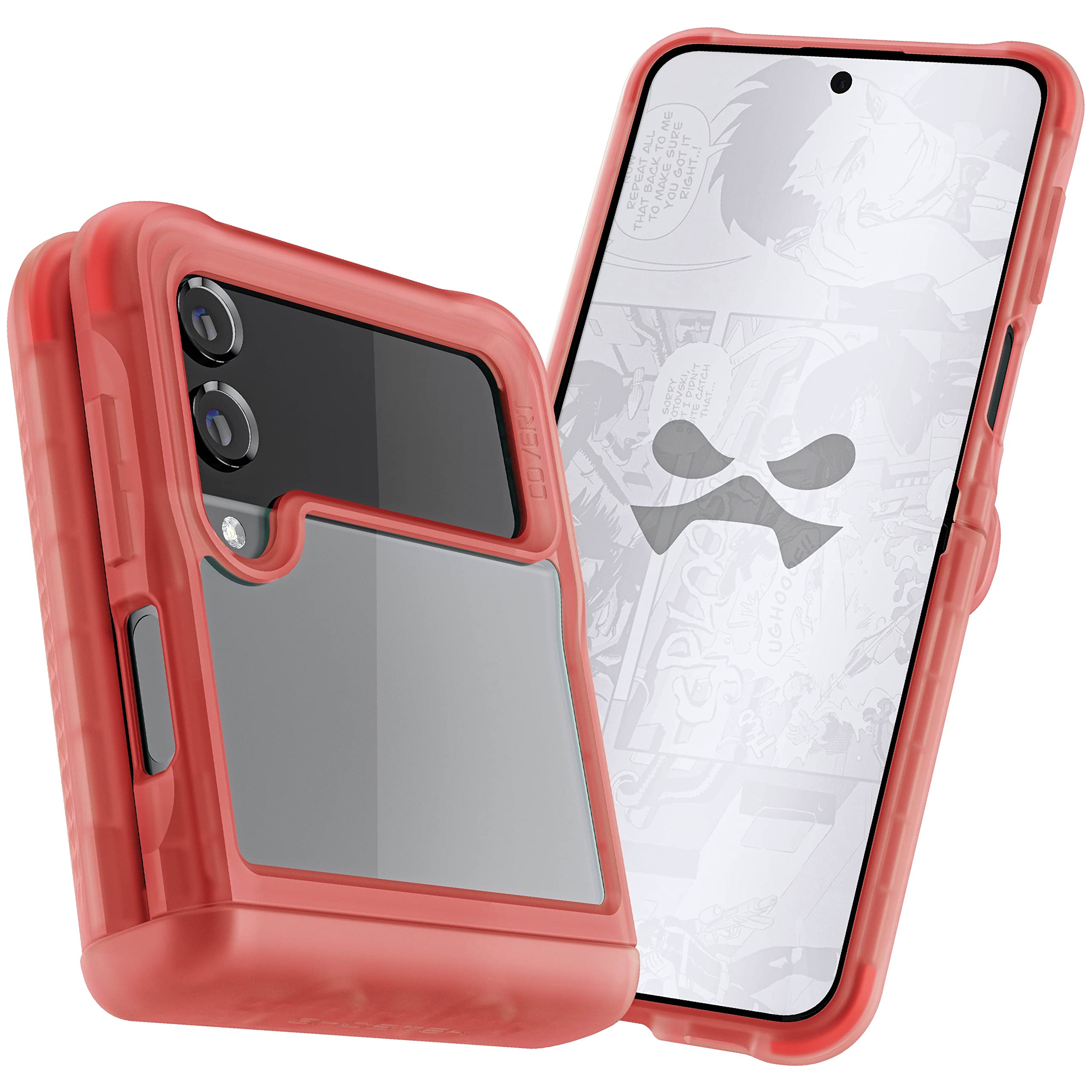 Ghostek COVERT Pink Galaxy Z Flip 4 Case for Women Girls Full Hinge Protection and Crystal Clear Back Durable Premium Protective Shockproof Phone