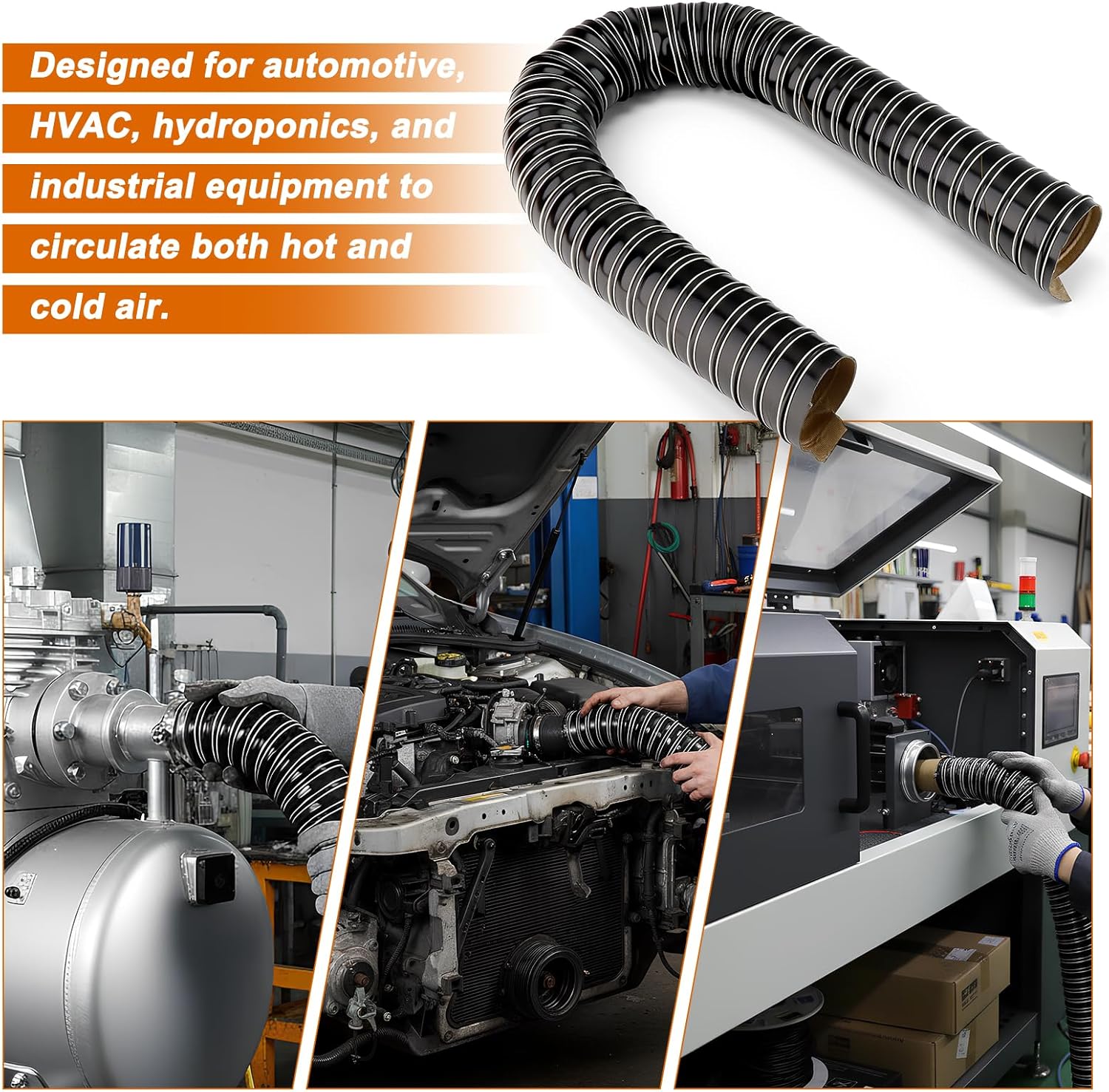 GASHER 3.3ft Length 3 inch Intake Hose Automotive Air Duct Hose, Silicone Flexible Cooling Ducting for Air System
