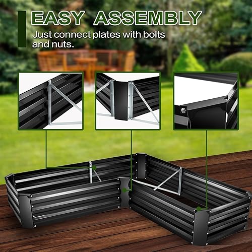 Miniatura 4 de EDOSTORY Kit de cama de jardín de cama elevada, maceta galvanizada de 5 x 5 x 1 pies, cajas de jardín elevadas altas para exteriores, camas de