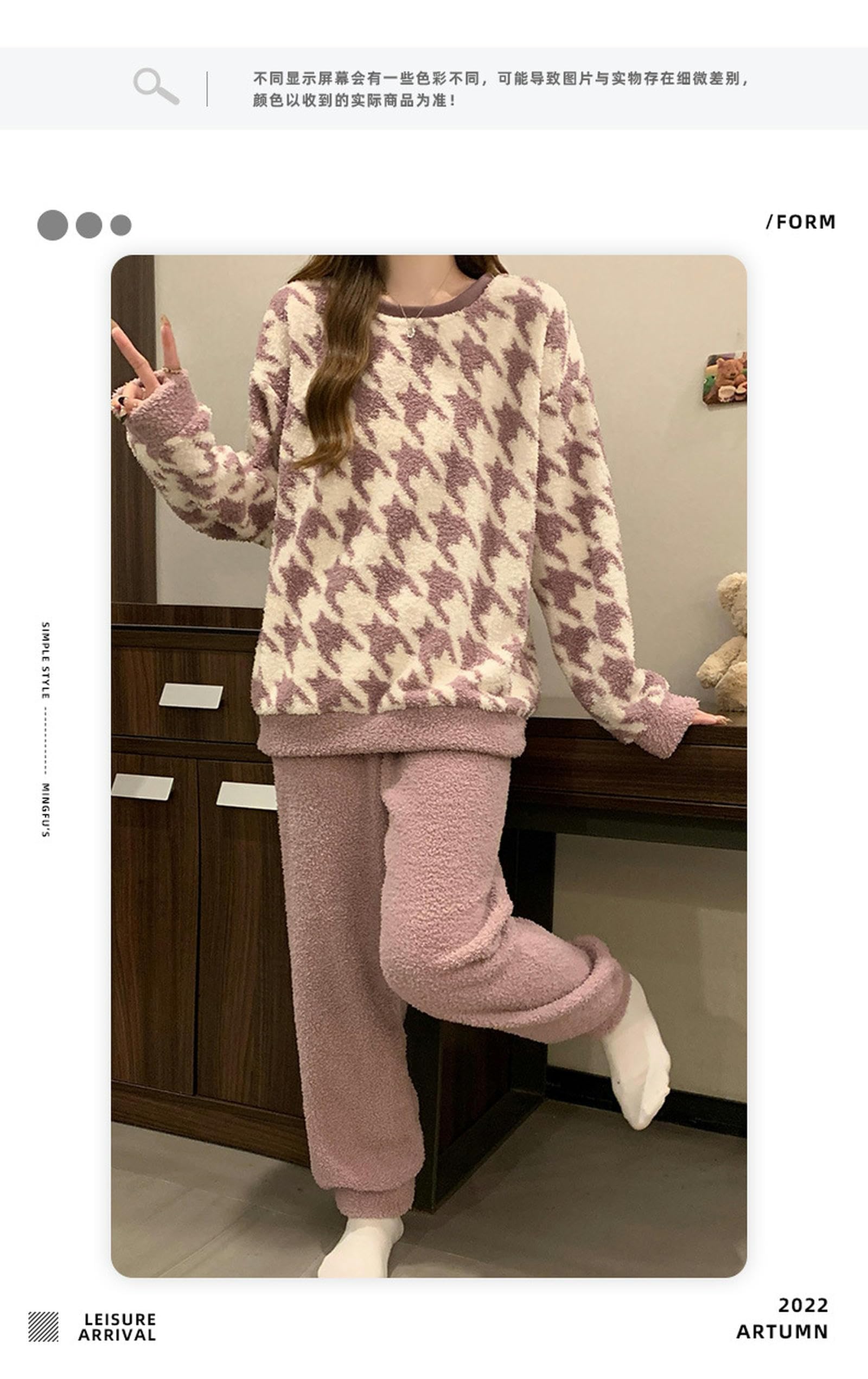 Pigiama Donna Invernale Pigiama Inverno Inverno Le Donne in Inverno Flanella Invernale E Inverno Abiti da Casa-rosa-2xl (140-160 Catties)