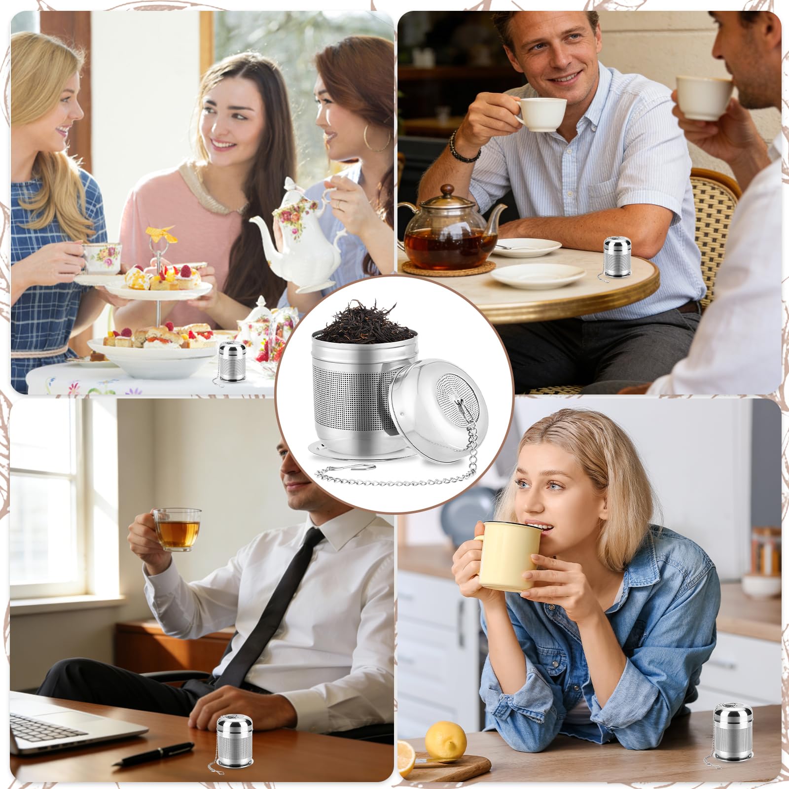 elzle Infuseur à thé Inox,Boule à thé,Infuseur Boule à thé,304 Boules à thé en Acier Inoxydable, Boules à Thé pour thé en Vrac,Infuseur à épices,pour Thé, Épices et la Plupart des Tasses et Théières