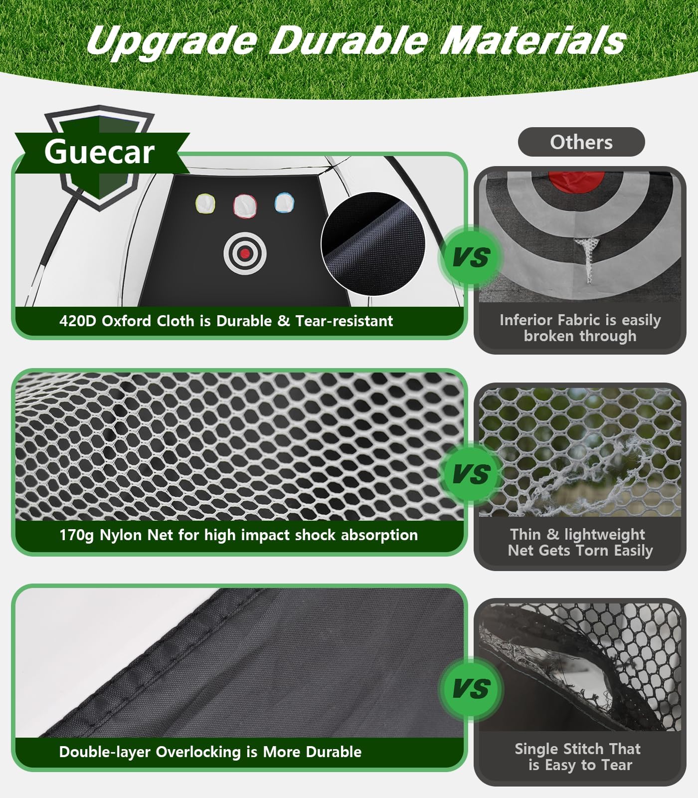 Rete da golf 3 x 2,1 m, con tappetino da golf Tri-Turf All in 1, per allenamento a dondolo, per allenamento a dondolo, con bersaglio, palline, tè/borsa