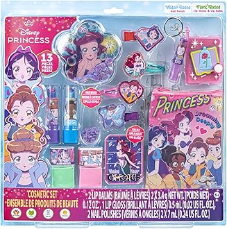 Disney Princess Anime Nail Polish and Lip Gloss Set Girls Beauty Set Kids Makeup Kit for Girls, Ages 3+, by Townley Girl
