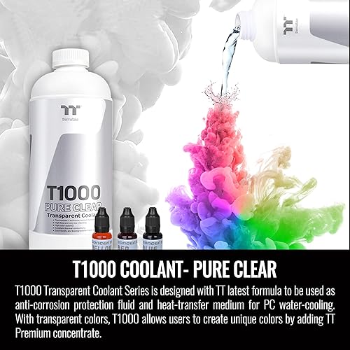 Miniatura 2 de Thermaltake Refrigerante transparente transparente puro T1000 para PC de refrigeración por agua 33.8 fl oz, anticorrosión, anticongelante para