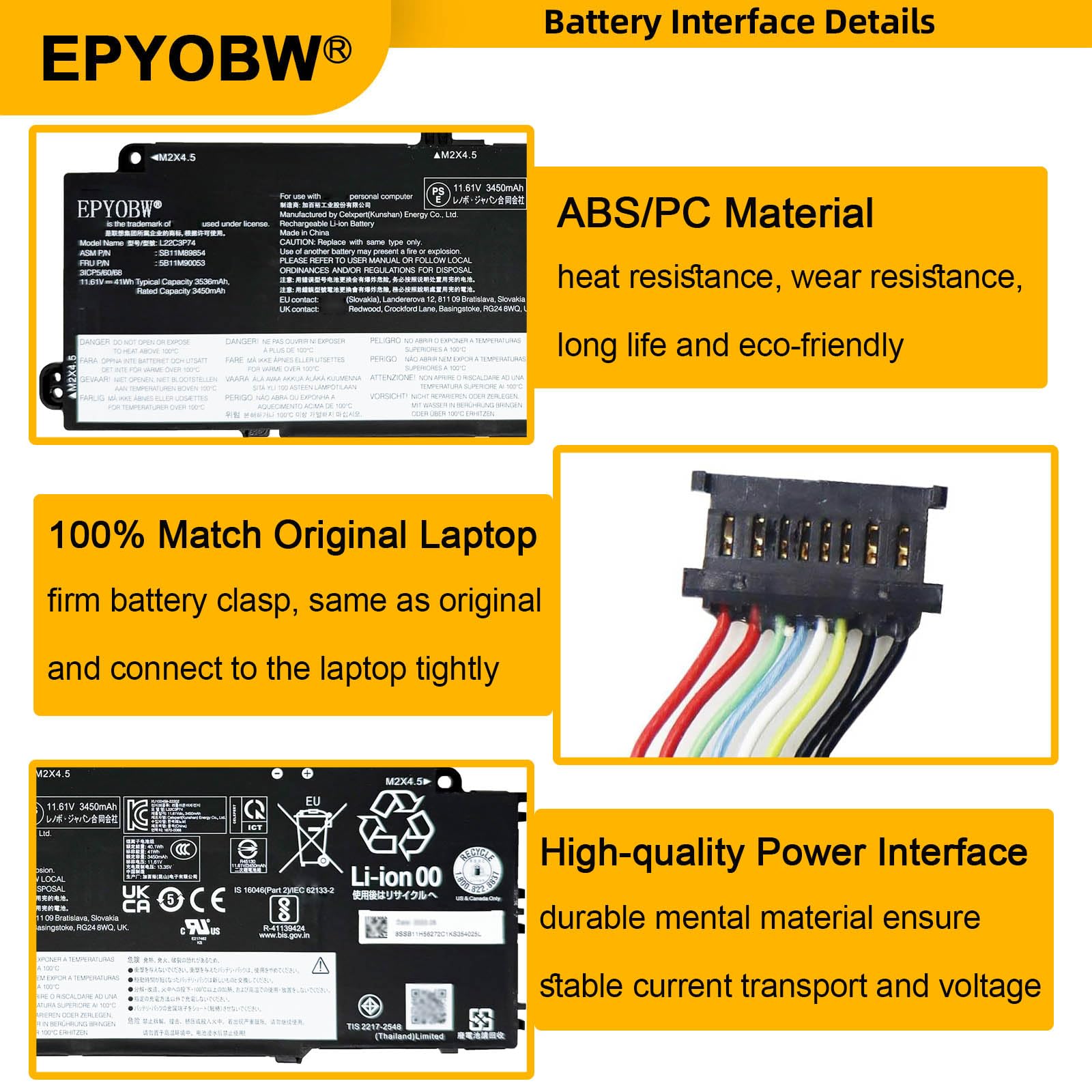 Amazon.com: EPYOBW L22C3P74 Laptop Battery 41Wh Compatible with