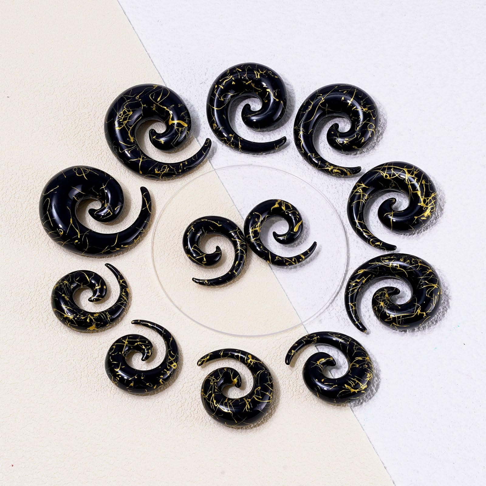 Longbeauty 12 Pcs Acryl Tapers Dehnspirale Dehnschnecke Dehnstab Piercing Ohr Expander Kit 10MM-20MM