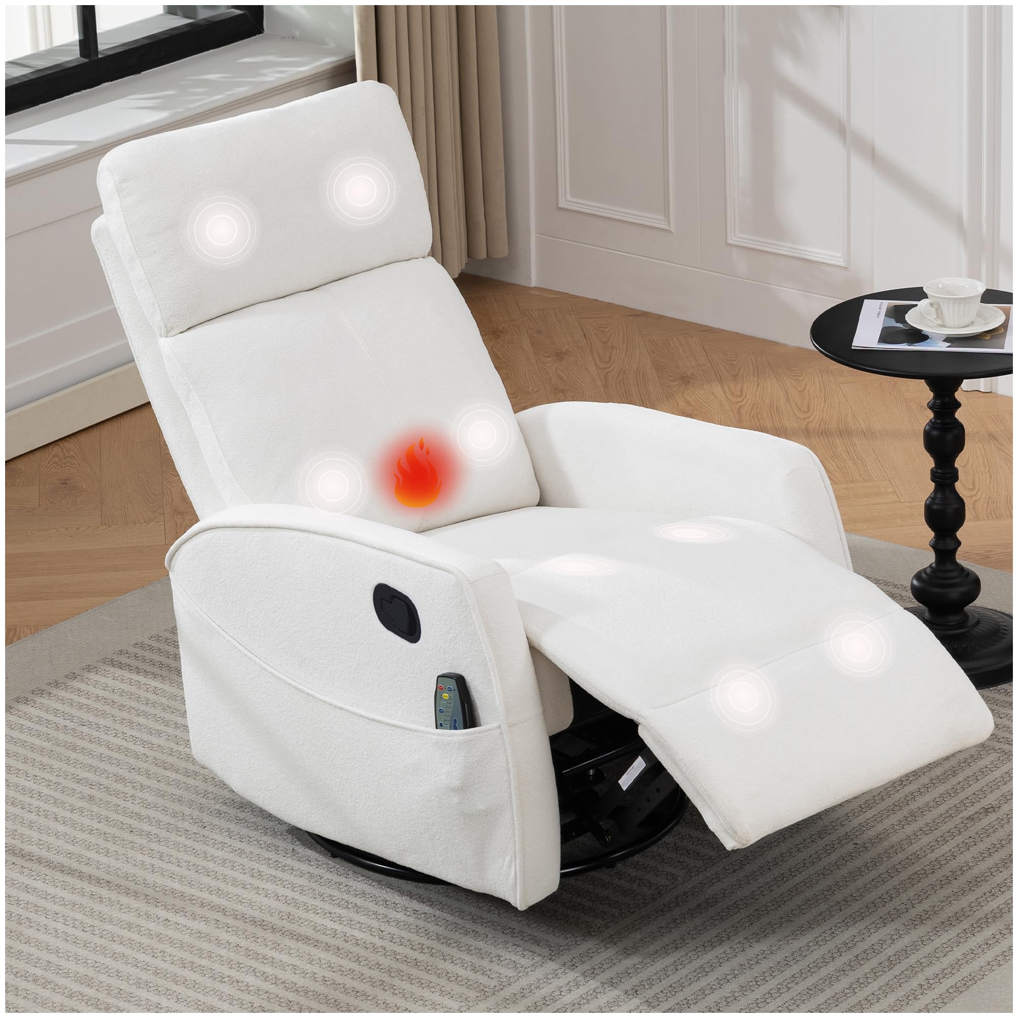 cinkehome Heated Massage Swivel Recliner