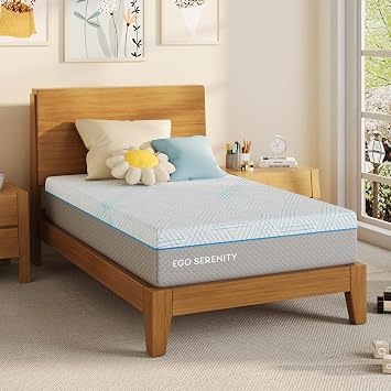 EGOHOME 10 Inch Twin Size Mattress, Cooling Green Tea Gel Memory Foam Mattress in a Box, Pressure Relief, CertiPUR-US Certified, Foam Made in USA, Medium, Gray, 75" L x 38" W