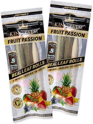 King Palm Conos de tamaño mini (paquete de 2 unidades, 4 rollos) Pre rollos para apretar y reventar Conos preenrollados con sabor orgánico Pre
