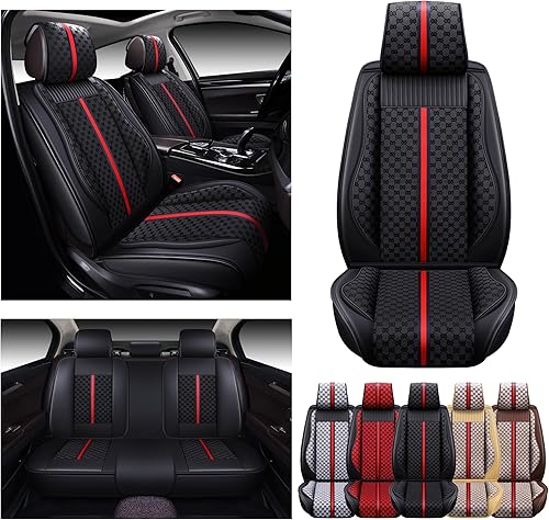 Miniatura 8 de Fundas OASIS AUTO de cuero y tela, cubierta acojinada de cuero sintético para autos, SUV y camionetas, ajuste universal, accesorios para interior de