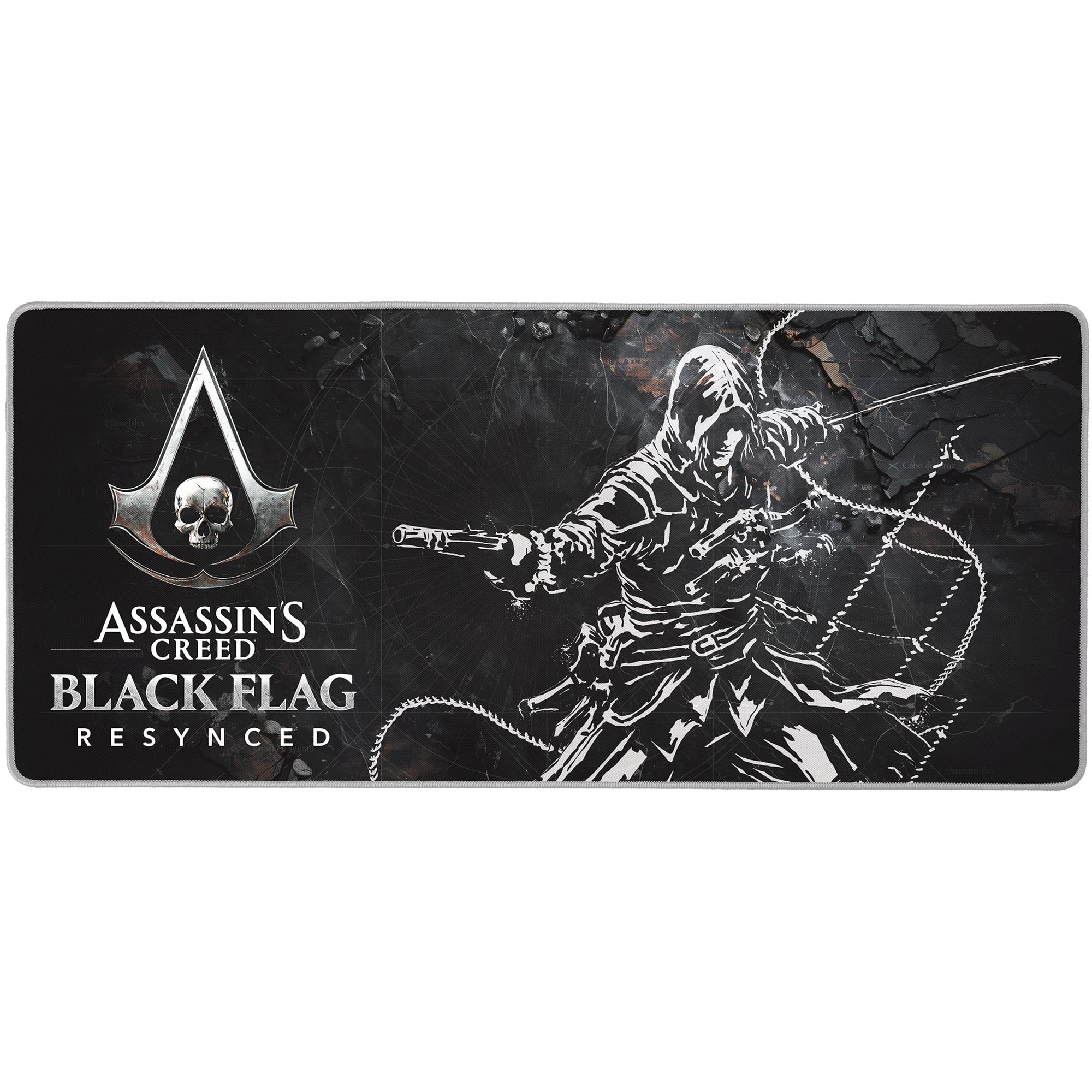 Subsonic - Tappetino per Mouse XXL Assassin’s Creed Black Flag - Tappetino da Scrivania 90x40 cm – Tappetino con Superficie Liscia Ottimizzata per Sensori del Mouse, base Antiscivolo, Stabile