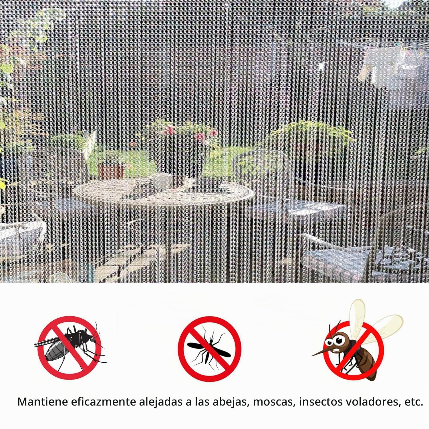 90 x 200 cm Cortina de Cadena de Aluminio Enrollable Cortina de Insectos mosquitera Cortina de Control de plagas para Puerta Ventana decoración del hogar