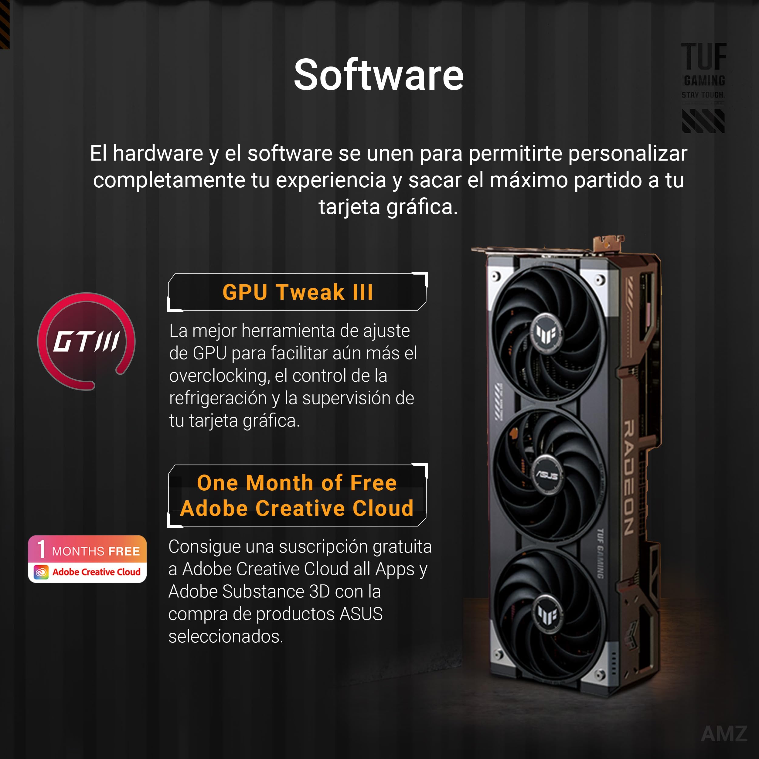 ASUS TUF Gaming Radeon RX 9070 XT OC Edition 16GB GDDR6 - Tarjeta gráfica (PCIe 5.0, HDMI/DP 2.1, 3.125 Ranuras, Grado Militar, Revestimiento PCB, Ventiladores axial-Tech)