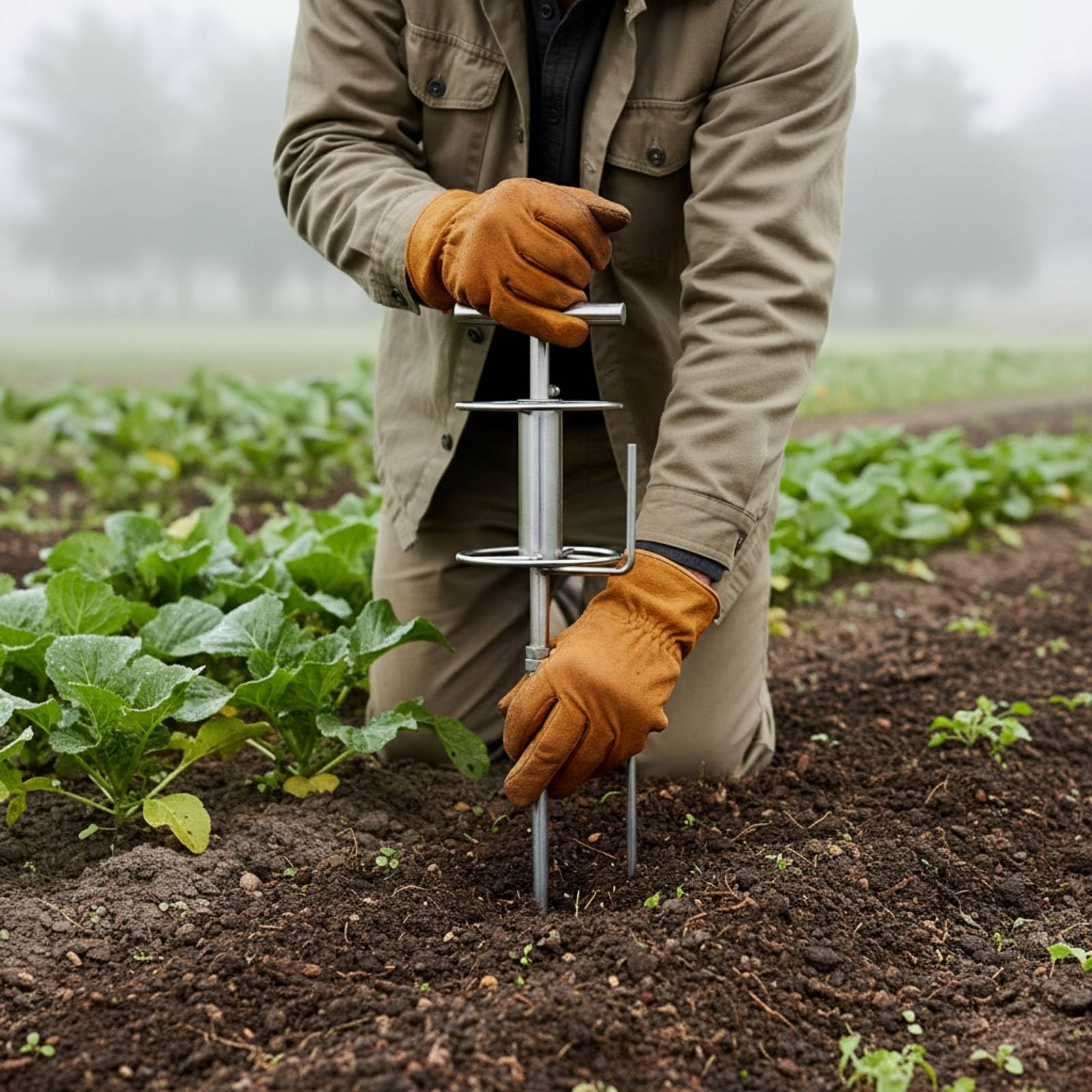 perfeclan Doblador de Tubos Agrícola Guía de Estaca Firme Mango Recto de Control Anillos Circulares de Guía Metal Reforzado para Conducir Líneas de Riego sin