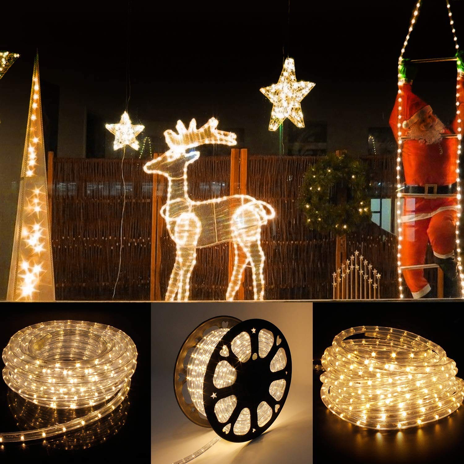 10m LED Lichtschlauch, 240 LEDs Lichterschlauch IP65 Wasserfest, Lichterkette Strombetrieben mit EU-Stecker für Innen Außen Party Hochzeit Deko, Leuchtschlauch (Warmweiß)