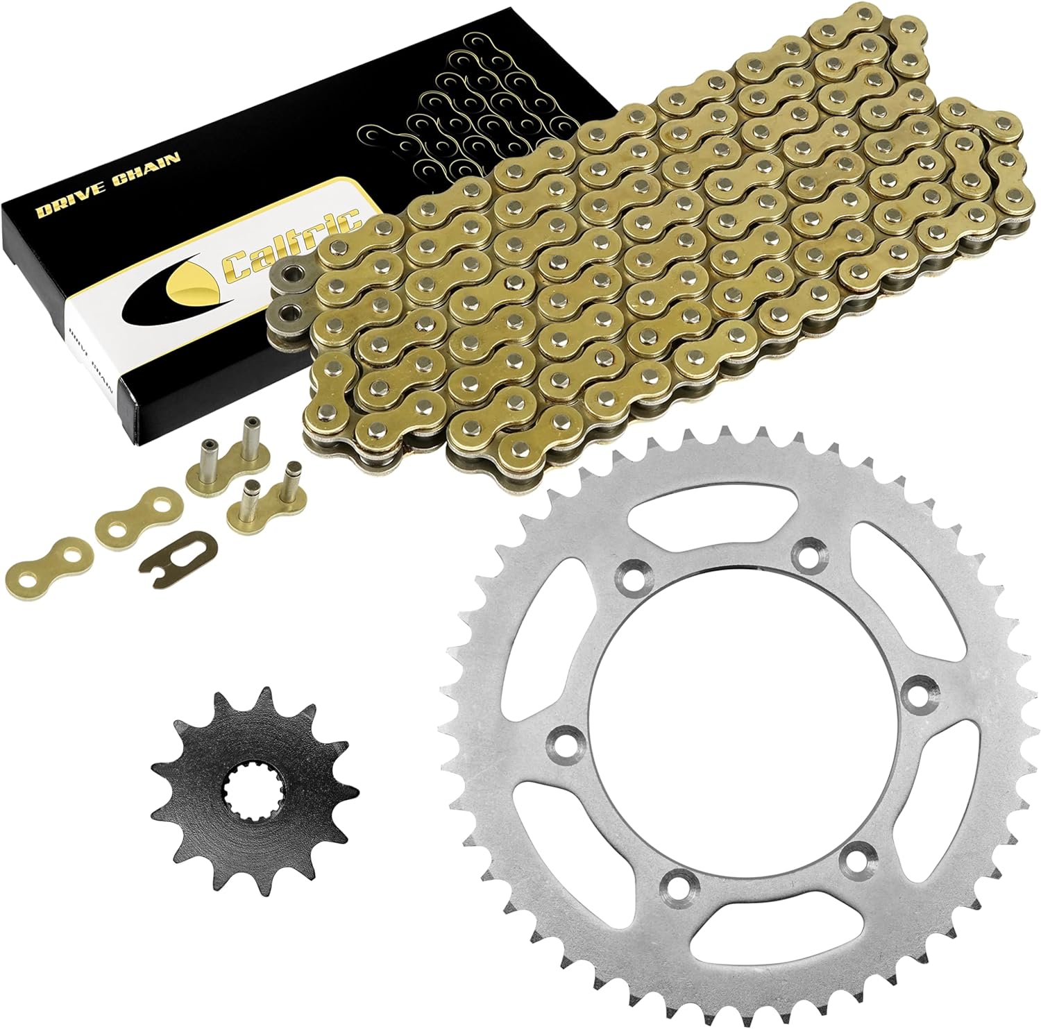 Caltric Drive Chain and Sprockets Kit compatible with Yamaha YZ125 YZ-125 YZ 125 2002 2003 2004