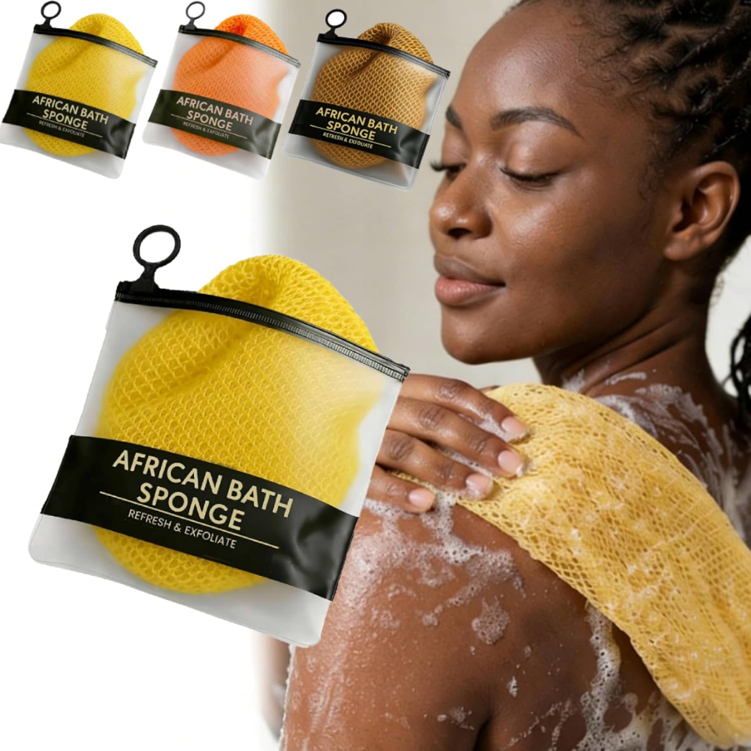 African Exfoliating Net Sponge,Exfoliating Body Scrub Bath Sponge with Knots,Back Scrubber Washcloth for Shower,African Scrub Exfoliator Body Care Bathing Accessories,Quick-Drying
