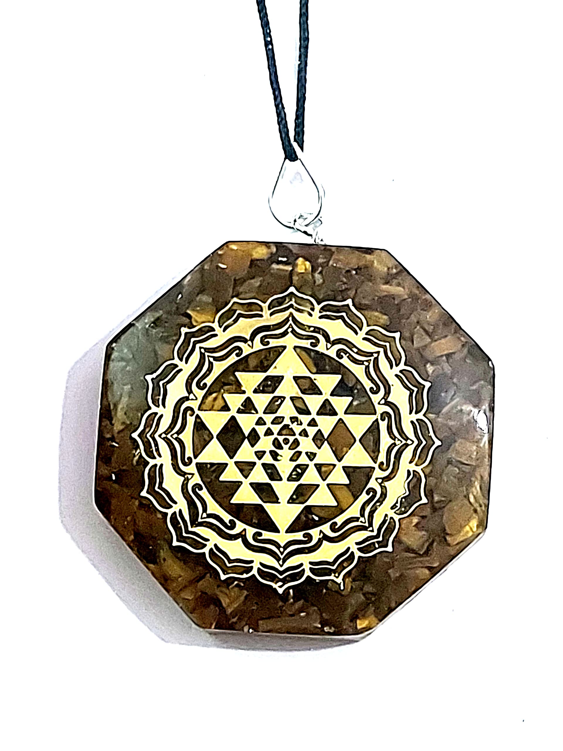 Shri yantra Laxmi Yantra Tiger's Eye Crystal Chips Orgone pendant For Men And Women-image-25