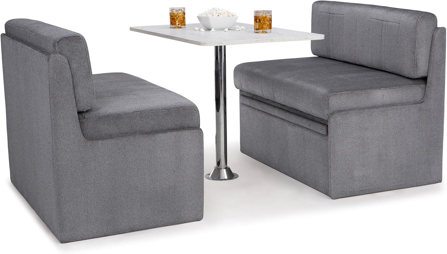 Ethos RV Dinette, Bed with Storage and Blanco Table, Fabric, Regal Silver